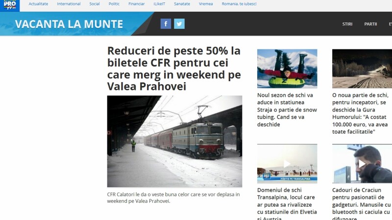 Stirile PRO TV lanseaza sectiunea la munte". tot ce se intampla iarna in statiuni - Stirileprotv.ro