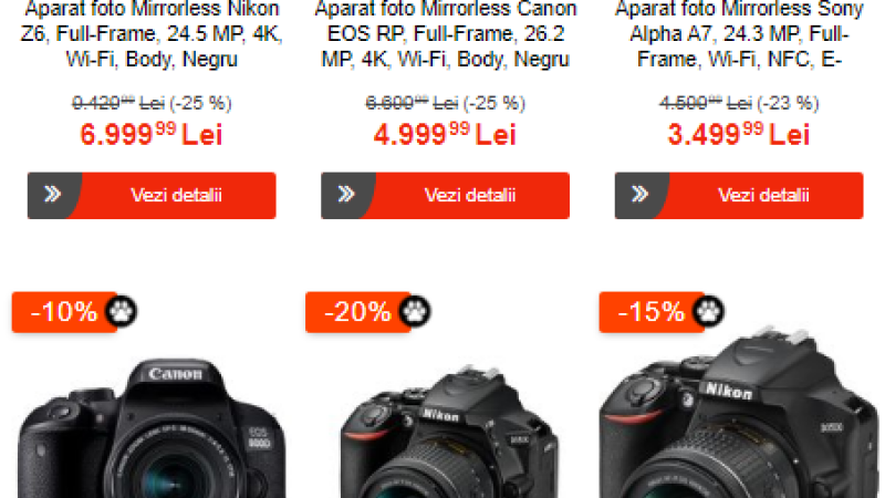 Reduceri de până la 50% la aparate foto și accesorii, de Friday la eMAG - Stirileprotv.ro