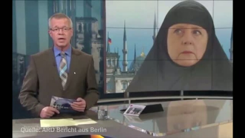 Angela Merkel, fotografie modificata in care poarta val