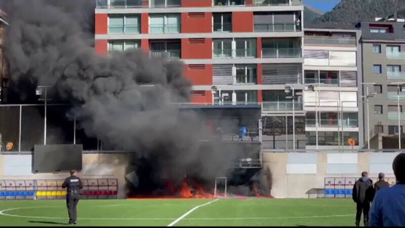 Incendiu pe stadionul din Andorra, înaintea meciului cu Anglia. Cum au încercat să stingă focul