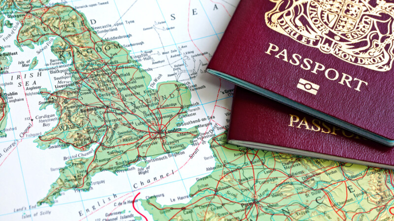 pasaport britanic, harta Europei