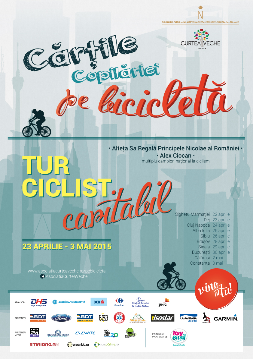 Principele Nicolae al Romaniei si turul ciclist „Cartile Copilariei pe bicicleta” ajung in Cluj-Napoca