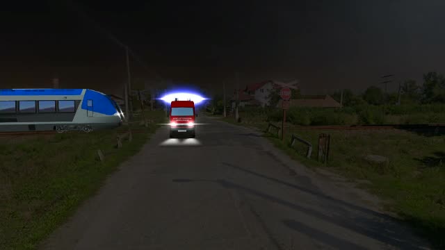 ANIMAȚIE GRAFICĂ. Momentul în care un tren lovește o ambulanță SMURD aflată în misiune. Femeia care o aștepta a murit