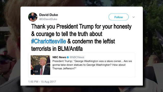 Fostul lider Ku Klux Klan salută declarația lui Trump după violențele din Charlottesville