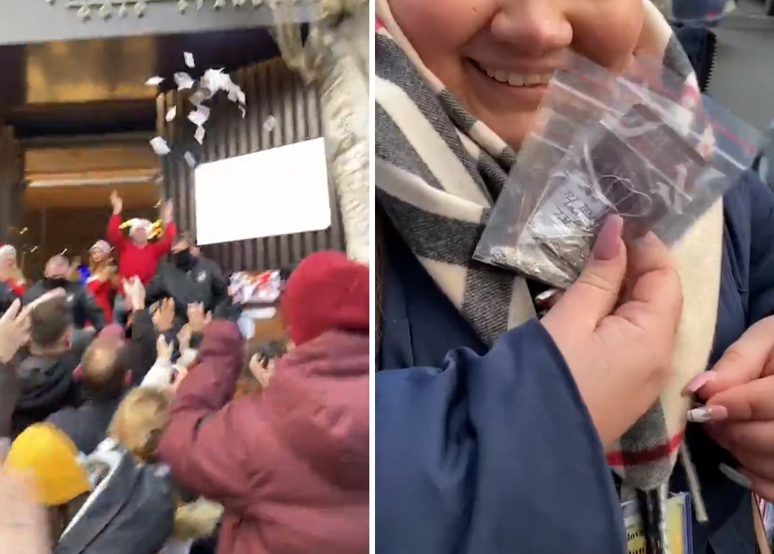 VIDEO. Zeci de oameni s-au îmbrâncit ca să prindă bijuteriile din aur și argint aruncate în aer de proprietarul unui magazin