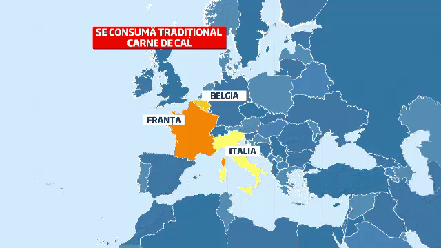 Delicatesa in Franta, interzisa in Scandinavia. Harta Europei in functie de consumul carnii de cal