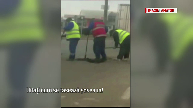 Muncitorii si-au bagat picioarele in asfaltare, la propriu. Imaginile antologice surprinse in timpul 