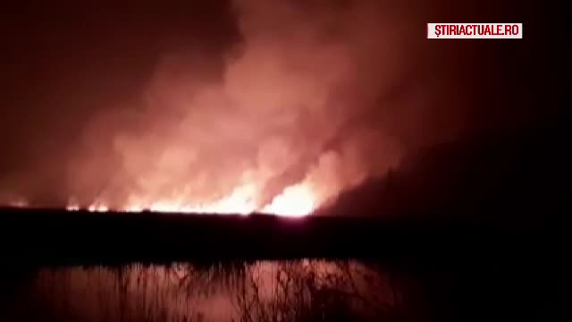 Localnicii din Delta Dunării au dat foc la stuf, intenționat. Risc ridicat de incendii