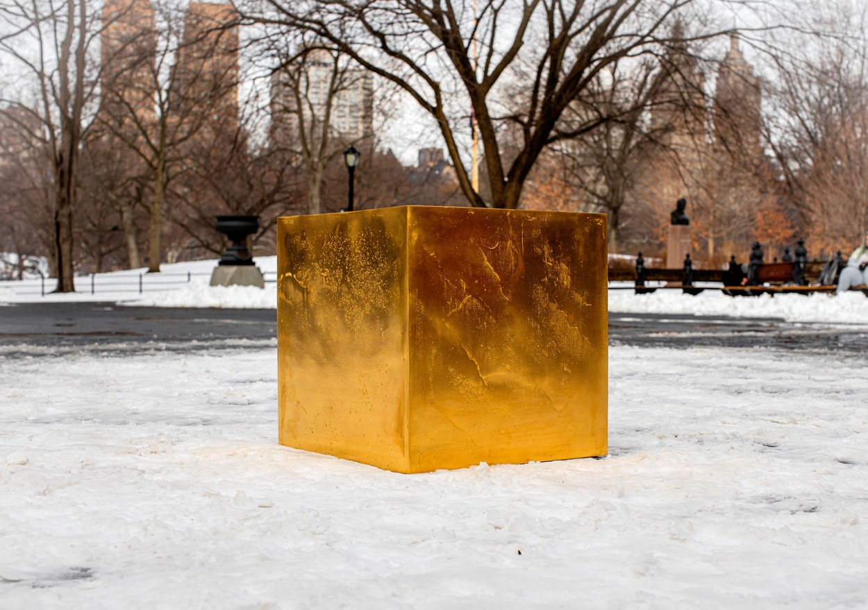 Un cub din aur pur, în valoare de peste 11,5 milioane de dolari, a apărut într-un parc din New York