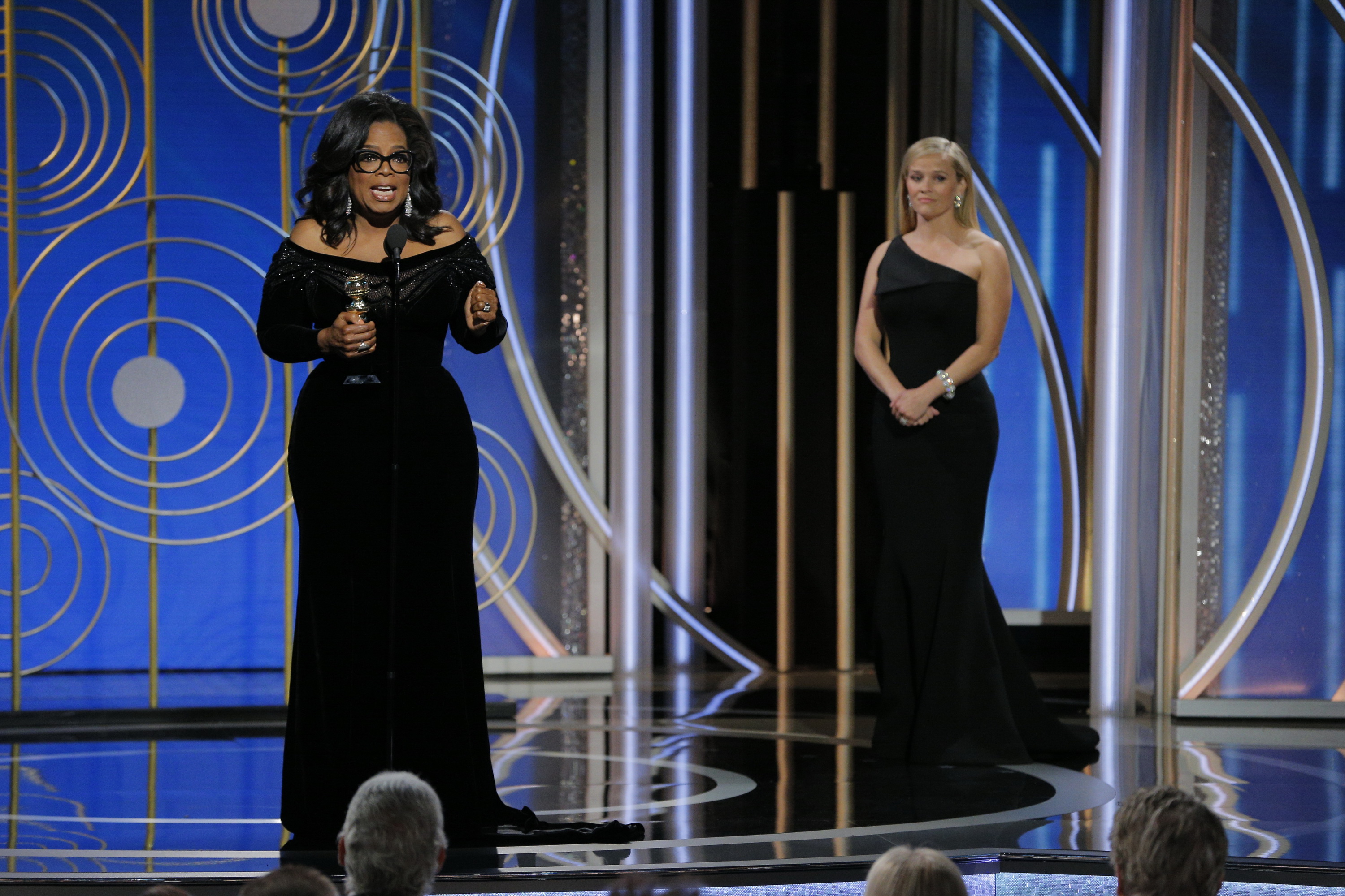 Oprah Winfrey, Globul de Aur pentru întreaga activitate. Discurs împotriva prădătorilor sexuali: ”Timpul lor a trecut”