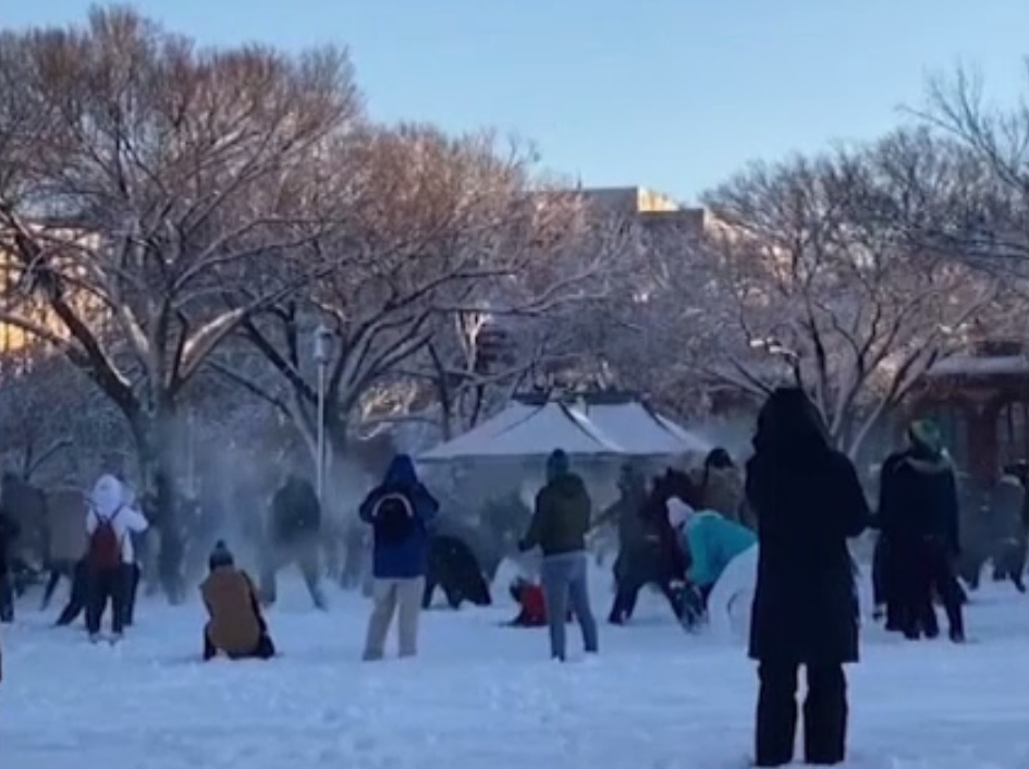 Bătaie cu bulgări de zăpadă în fața Capitoliului american. Sute de oameni au participat la „Lupta Snomicron”
