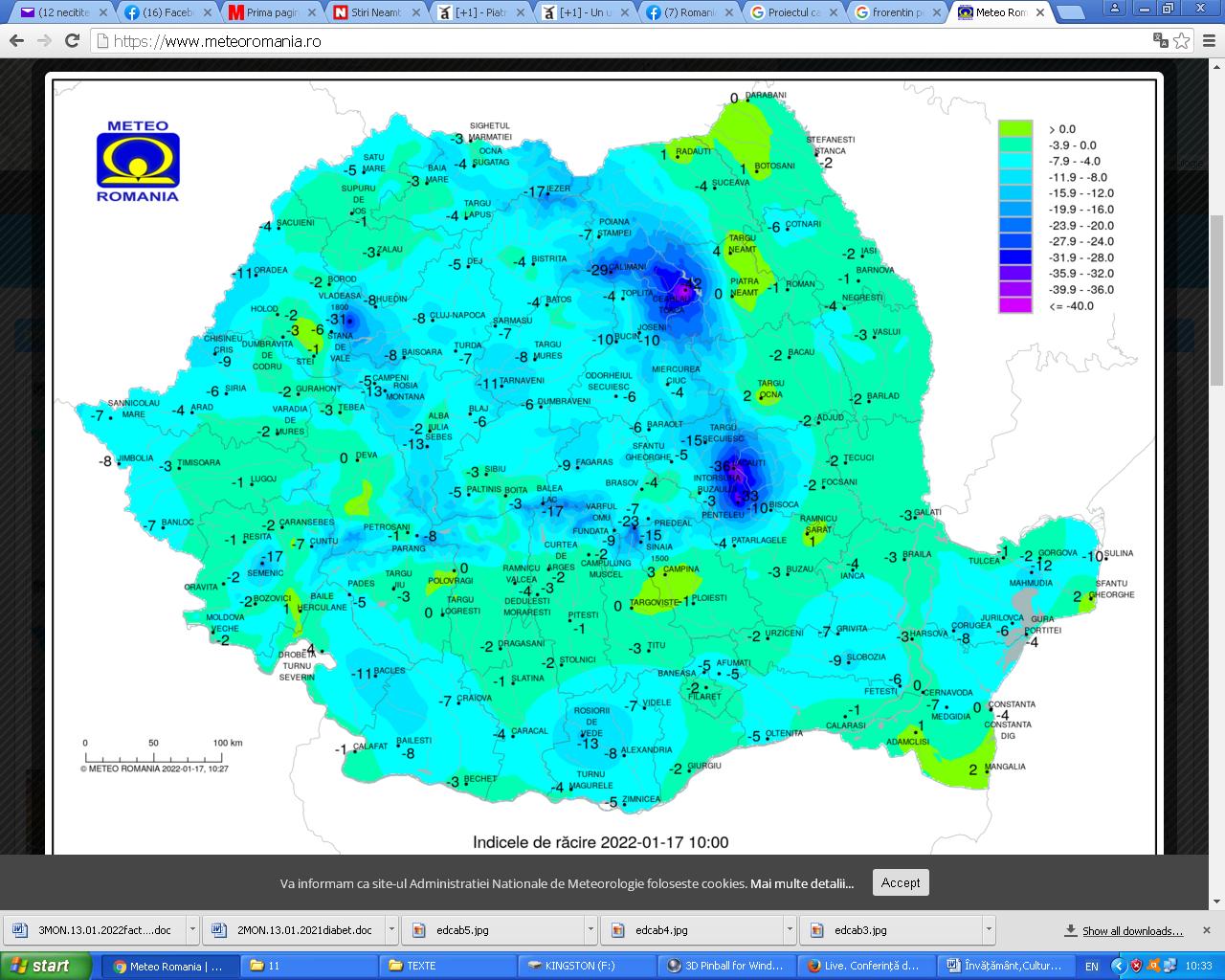 Polul frigului din România: pe Ceahlău, temperatura resimțită a fost de -42 de grade