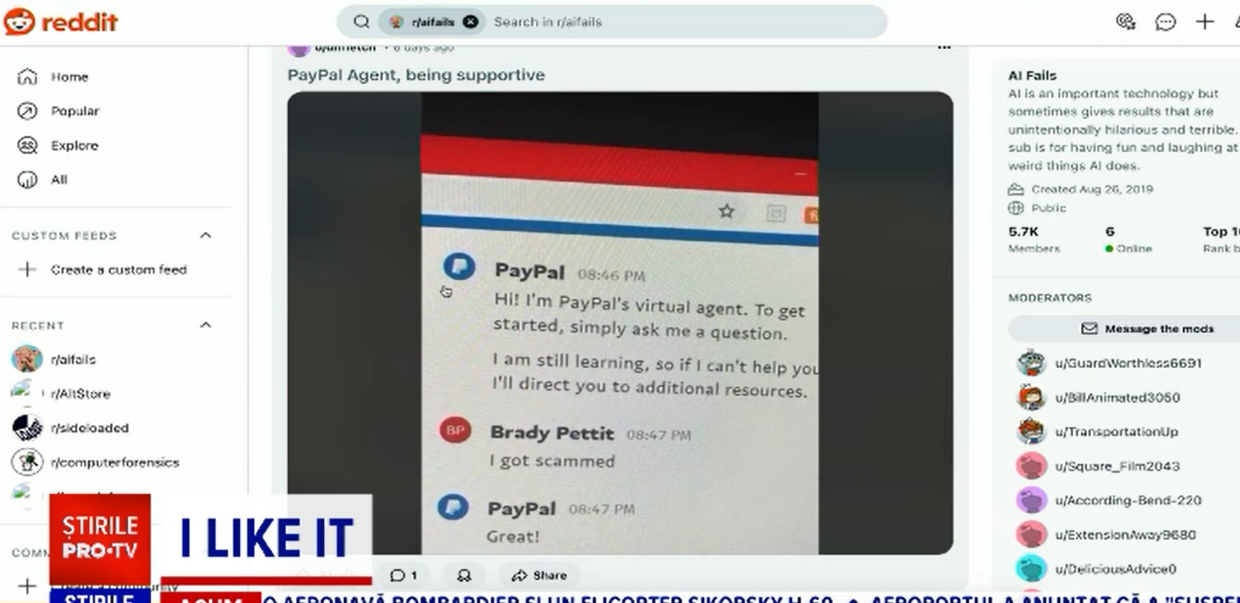 AI-ul cu capul &icirc;n nori. Chatbotul PayPal a ajuns viral după ce a felicitat victima unei escrocherii