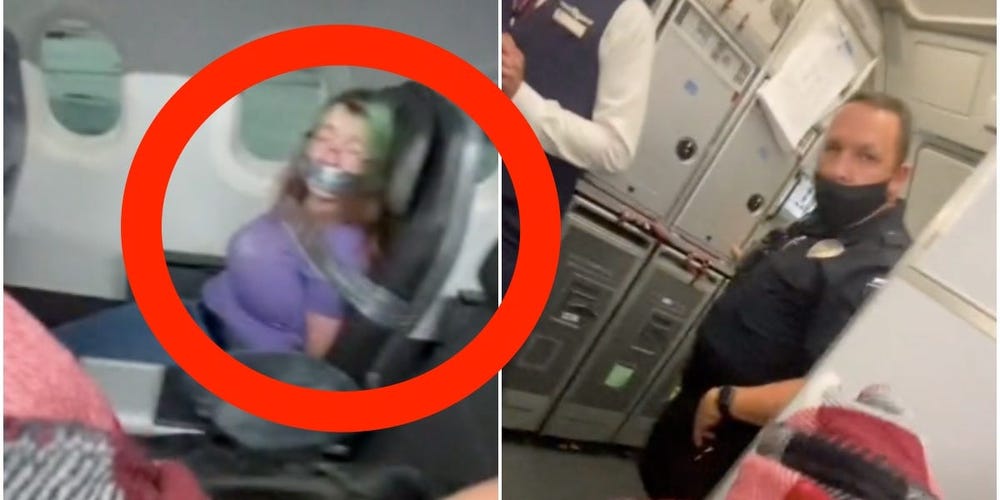 VIDEO viral. Femeie legată cu bandă adezivă de scaun, în avion, după ce a atacat însoțitoarele de zbor