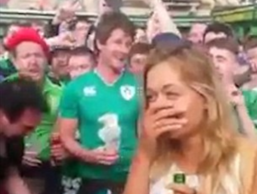 Cum reactioneaza sute de irlandezi la UEFA Euro 2016 atunci cand vad o frantuzoaica blonda. S-au indragostit pe loc. VIDEO
