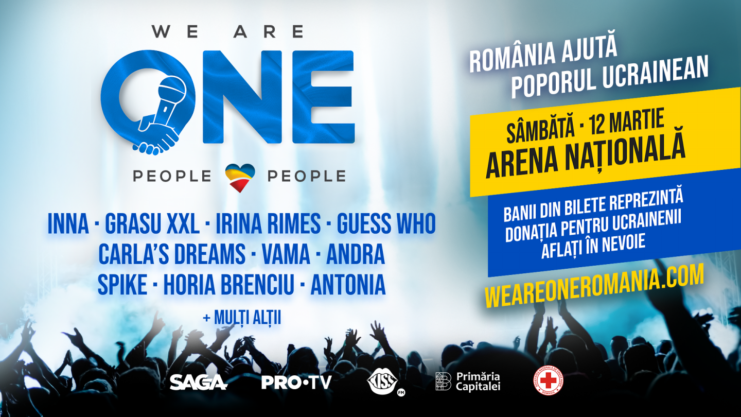 ”We Are One” anunță primii artiști din line-up. Cel mai mare concert caritabil din România, pe 12 martie, la Arena Națională