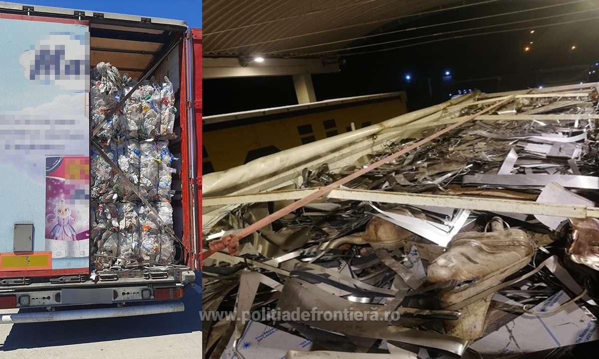 Peste 59 de tone de deşeuri au fost descoperite de polițiștii din Giurgiu în trei TIR-uri
