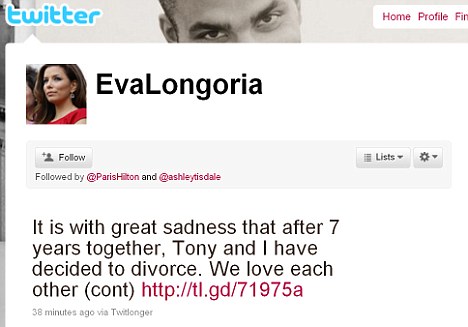 Eva Longoria si Tony Parker au confirmat divortul. El o insala
