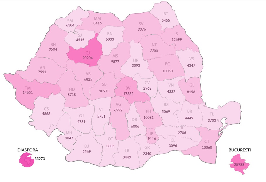 TOPUL zonelor in care romanii YES LA VOT. Cum arata HARTA ONLINE a prezentei dupa 420.000 de optiuni