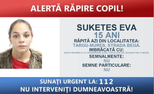 Fată de 15 ani, răpită de pe o stradă din Târgu Mureş şi băgată cu forţa în maşină de persoane necunoscute