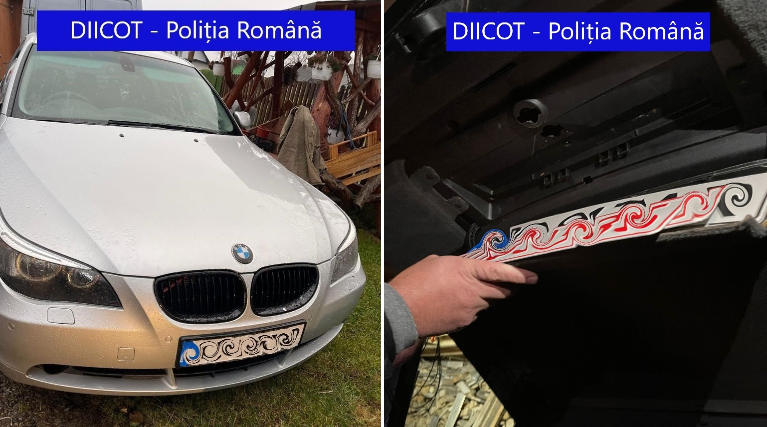 FOTO. Sistemul prin care contrabandiștii din Suceava își schimbau în mers plăcuţele de înmatriculare