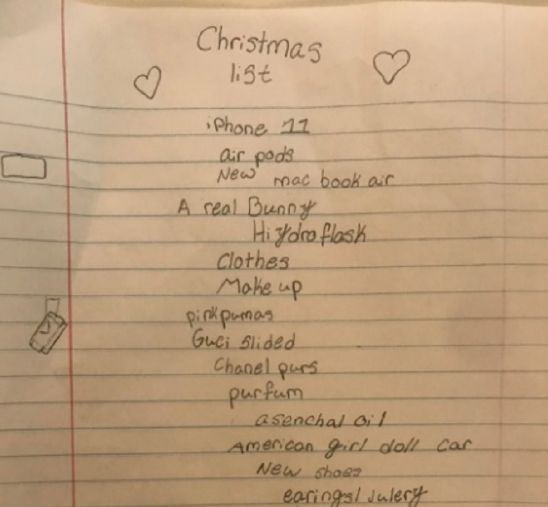 Lista de Crăciun a unei fetițe de 10 ani face înconjurul lumii. Reacția părinților când au văzut ce cere copilul