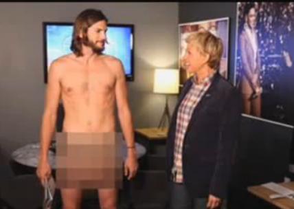 Ce nu fac unii pentru audienta. Ashton Kutcher, gol la emisiunea lui Ellen DeGeneres. VIDEO